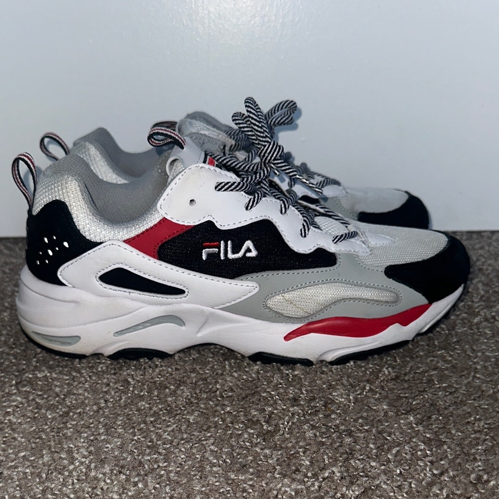 FILA Kids White, Black & Red Chunky Sneakers